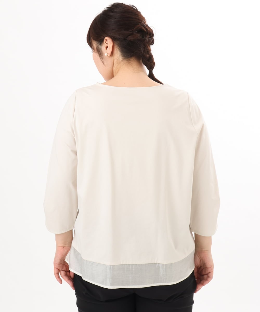 OLKED10079 eur3(エウルキューブ) 【大きいサイズ】裾シア―カットソー ライトグレー