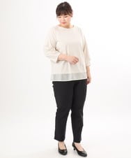 OLKED10079 eur3(エウルキューブ) 【大きいサイズ】裾シア―カットソー ライトグレー