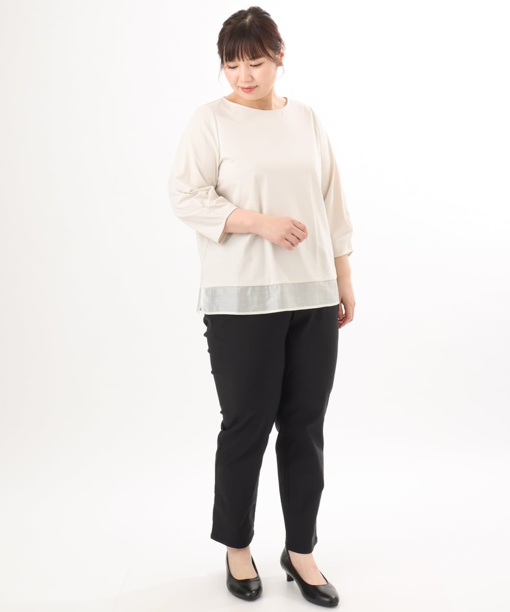 OLKED10079 eur3(エウルキューブ) 【大きいサイズ】裾シア―カットソー ライトグレー