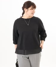 OLKED10079 eur3(エウルキューブ) 【大きいサイズ】裾シア―カットソー ブラック