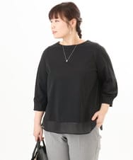 OLKED10079 eur3(エウルキューブ) 【大きいサイズ】裾シア―カットソー ブラック
