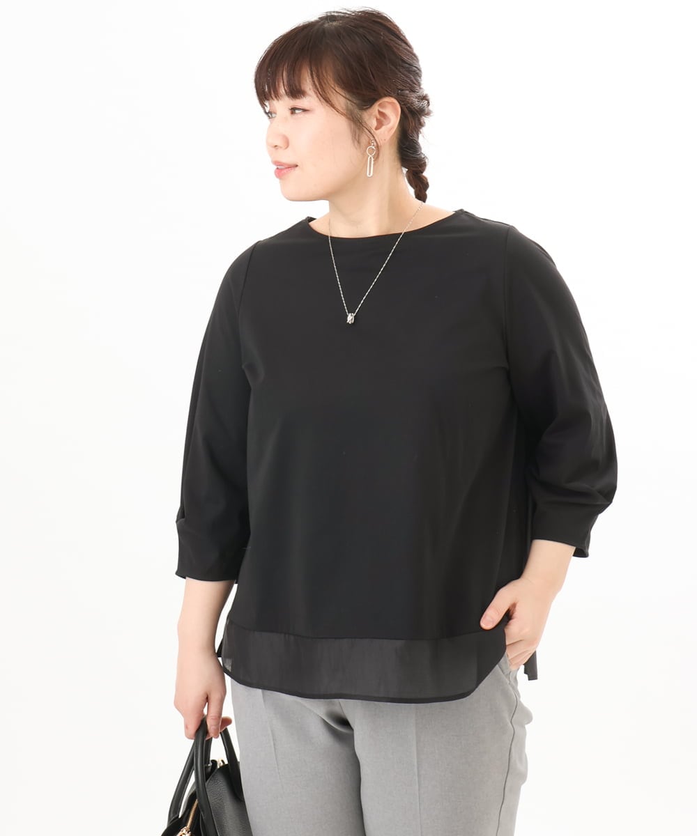 OLKED10079 eur3(エウルキューブ) 【大きいサイズ】裾シア―カットソー ブラック