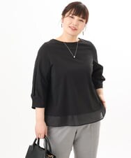 OLKED10079 eur3(エウルキューブ) 【大きいサイズ】裾シア―カットソー ブラック