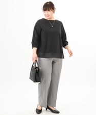 OLKED10079 eur3(エウルキューブ) 【大きいサイズ】裾シア―カットソー ブラック