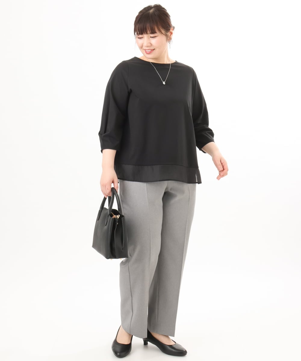 OLKED10079 eur3(エウルキューブ) 【大きいサイズ】裾シア―カットソー ブラック