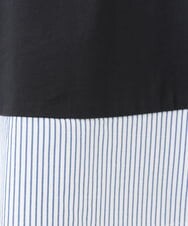 OLKED13089 eur3(エウルキューブ) 【大きいサイズ】裾ストライプカットソー ネイビー（WEB限定カラー）