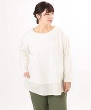 OLKED13089 eur3(エウルキューブ) 【大きいサイズ】裾ストライプカットソー アイボリー