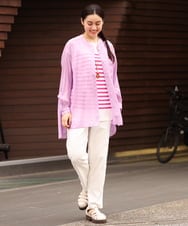 OLKES05050 eur3(エウルキューブ) 【大きいサイズ】パネルボーダータンクトップ ピンク(03)