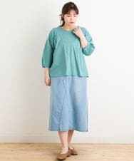 OLKES07070 eur3(エウルキューブ) 【大きいサイズ】袖タックカットソー ライトグリーン(30)