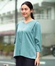 OLKES07070 eur3(エウルキューブ) 【大きいサイズ】袖タックカットソー ライトグリーン(30)