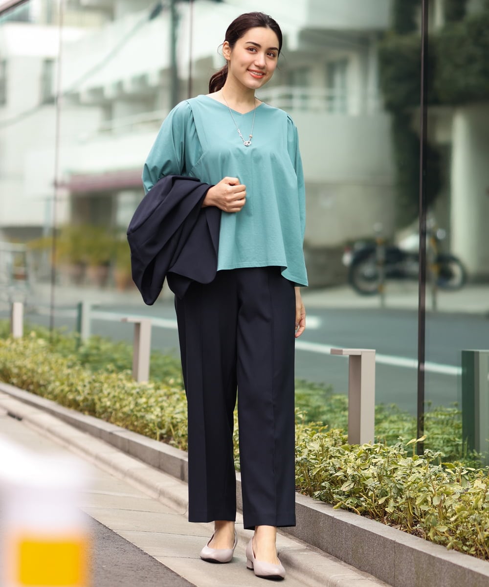 OLKES07070 eur3(エウルキューブ) 【大きいサイズ】袖タックカットソー ライトグリーン(30)