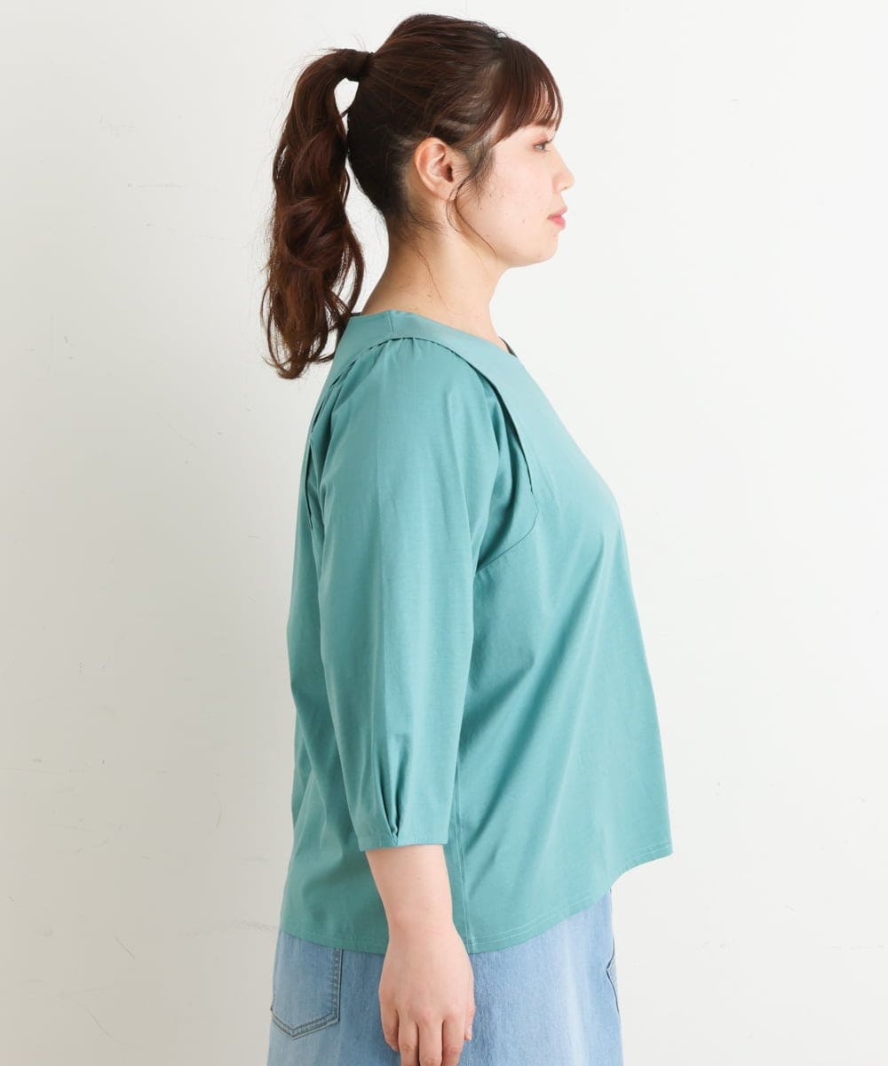 OLKES07070 eur3(エウルキューブ) 【大きいサイズ】袖タックカットソー ライトグリーン(30)