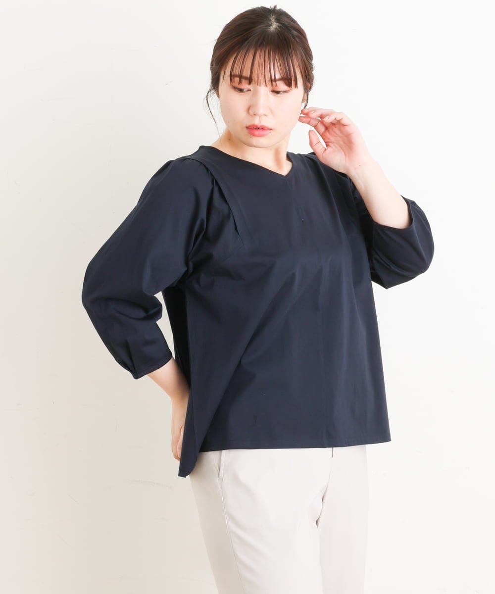 OLKES07070 eur3(エウルキューブ) 【大きいサイズ】袖タックカットソー ネイビー(57)