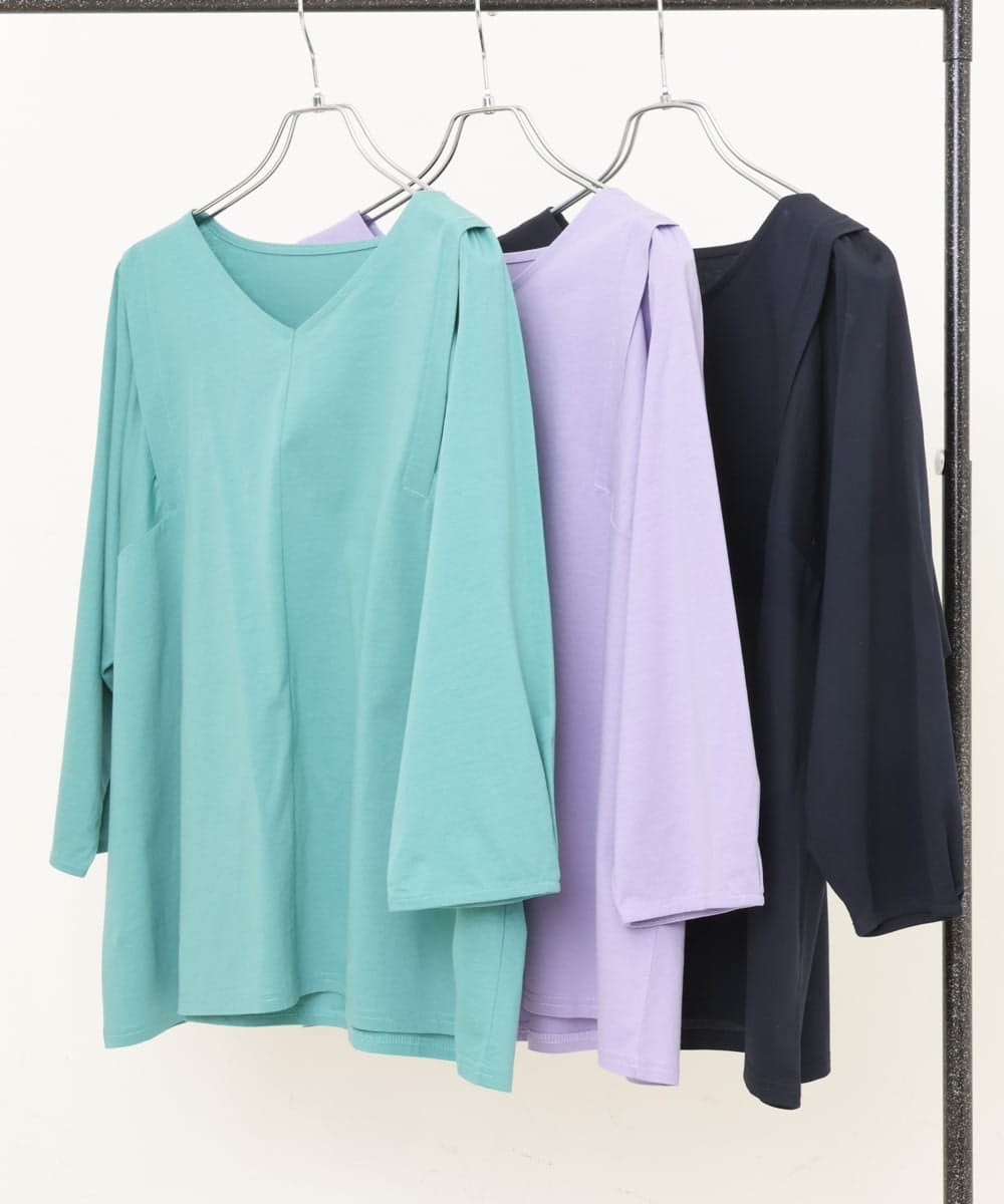 OLKES07070 eur3(エウルキューブ) 【大きいサイズ】袖タックカットソー ラベンダー(60)