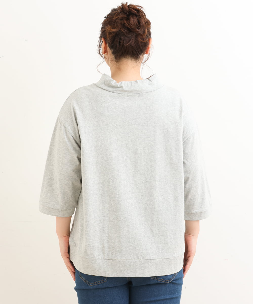 OLKES40070 eur3(エウルキューブ) 【大きいサイズ】フーディー風コットントップス グレー(92)