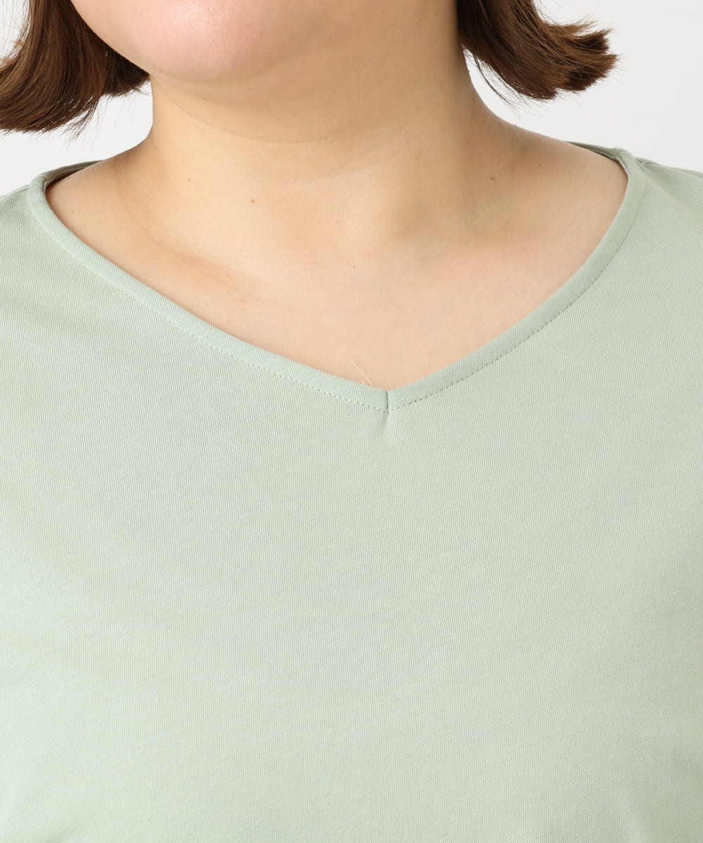 OLKFA17089 eur3(エウルキューブ) 【大きいサイズ】ラッフルスリーブカットソー ライトグリーン(30)