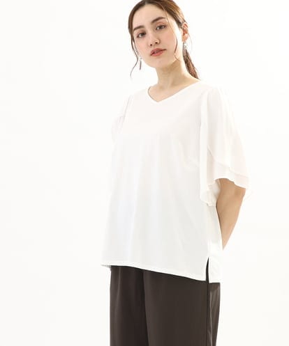 OLKFA17089  【大きいサイズ】ラッフルスリーブカットソー