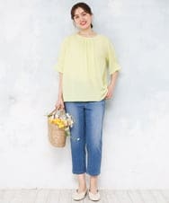 OLKFD04069 eur3(エウルキューブ) 【大きいサイズ】シャンブレーストライププカットソー ライトイエロー