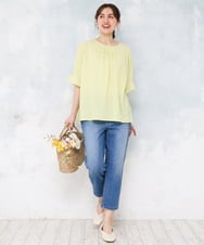 OLKFD04069 eur3(エウルキューブ) 【大きいサイズ】シャンブレーストライププカットソー ライトイエロー