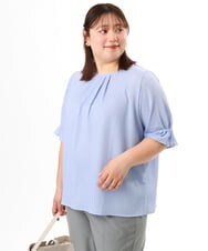 OLKFD04069 eur3(エウルキューブ) 【大きいサイズ】シャンブレーストライププカットソー ライトブルー