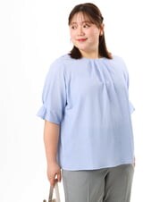 OLKFD04069 eur3(エウルキューブ) 【大きいサイズ】シャンブレーストライププカットソー ライトブルー