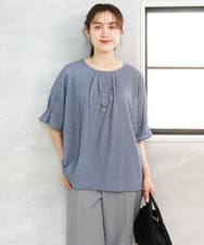 OLKFD04069 eur3(エウルキューブ) 【大きいサイズ】シャンブレーストライププカットソー ネイビー