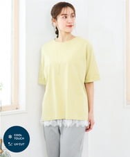 OLKFD12039 eur3(エウルキューブ) 【大きいサイズ/接触冷感/UVカット】ドロップショルダーコットンTシャツ ライトイエロー