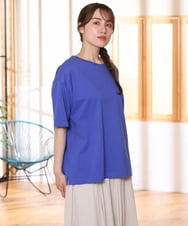 OLKFD12039 eur3(エウルキューブ) 【大きいサイズ/接触冷感/UVカット】ドロップショルダーコットンTシャツ ブルー