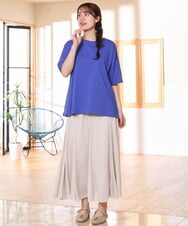 OLKFD12039 eur3(エウルキューブ) 【大きいサイズ/接触冷感/UVカット】ドロップショルダーコットンTシャツ ブルー