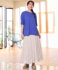 OLKFD12039 eur3(エウルキューブ) 【大きいサイズ/接触冷感/UVカット】ドロップショルダーコットンTシャツ ブルー