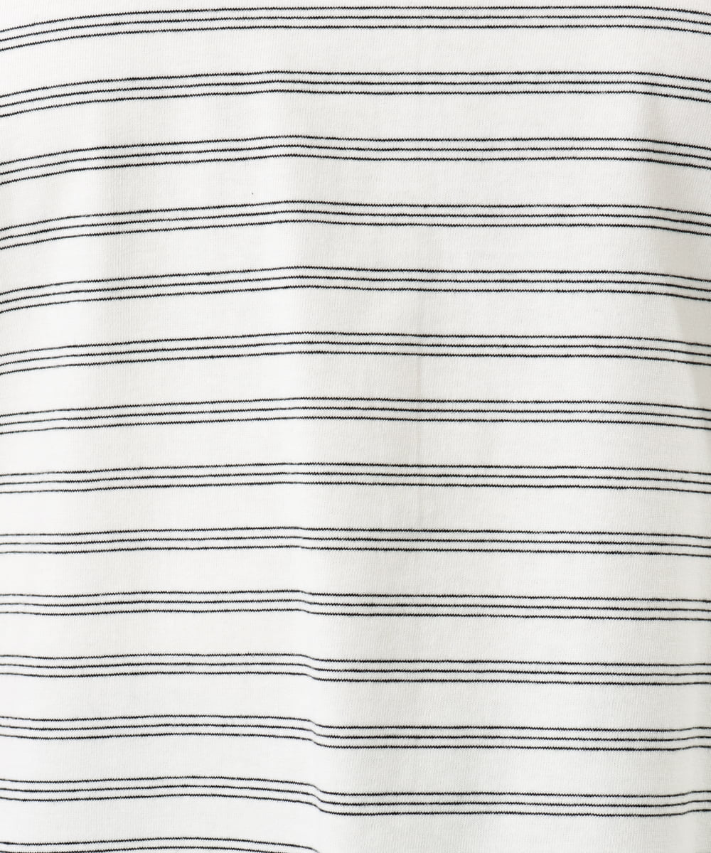 OLKFD12039 eur3(エウルキューブ) 【大きいサイズ/接触冷感/UVカット】ドロップショルダーコットンTシャツ アイボリー/ストライプ
