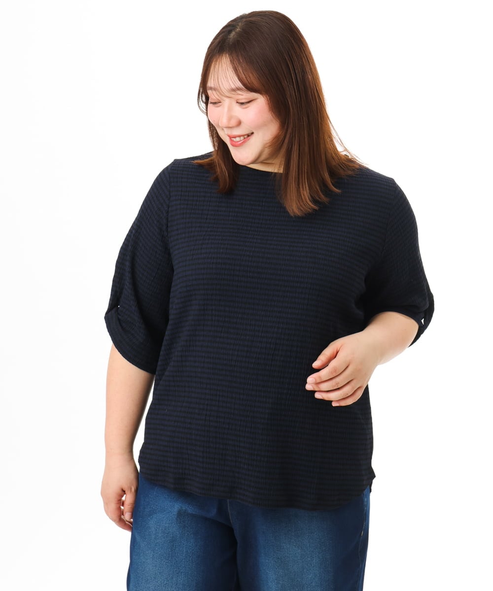 OLKFD17059 eur3(エウルキューブ) 【大きいサイズ】カーブヘムカットソー ネイビー