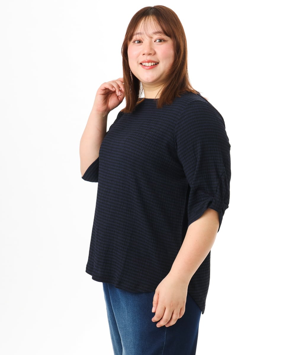 OLKFD17059 eur3(エウルキューブ) 【大きいサイズ】カーブヘムカットソー ネイビー