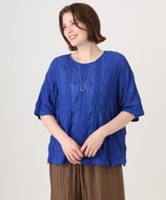 OLKFD19099 eur3(エウルキューブ) 【大きいサイズ】シャーリングレースアンサンブル ブルー