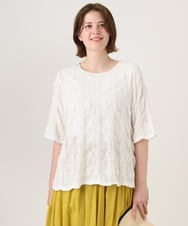 OLKFD19099 eur3(エウルキューブ) 【大きいサイズ】シャーリングレースアンサンブル ホワイト