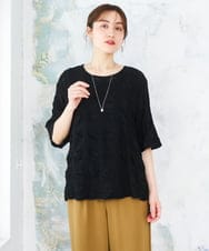 OLKFD19099 eur3(エウルキューブ) 【大きいサイズ】シャーリングレースアンサンブル ブラック