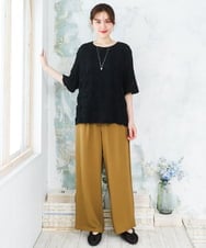 OLKFD19099 eur3(エウルキューブ) 【大きいサイズ】シャーリングレースアンサンブル ブラック