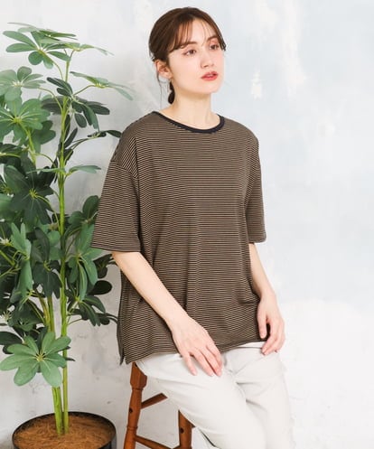 OLKFD22069  【大きいサイズ】ボーダーTシャツ