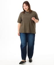 OLKFD22069 eur3(エウルキューブ) 【大きいサイズ】ボーダーTシャツ モカ