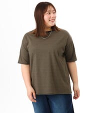 OLKFD22069 eur3(エウルキューブ) 【大きいサイズ】ボーダーTシャツ モカ