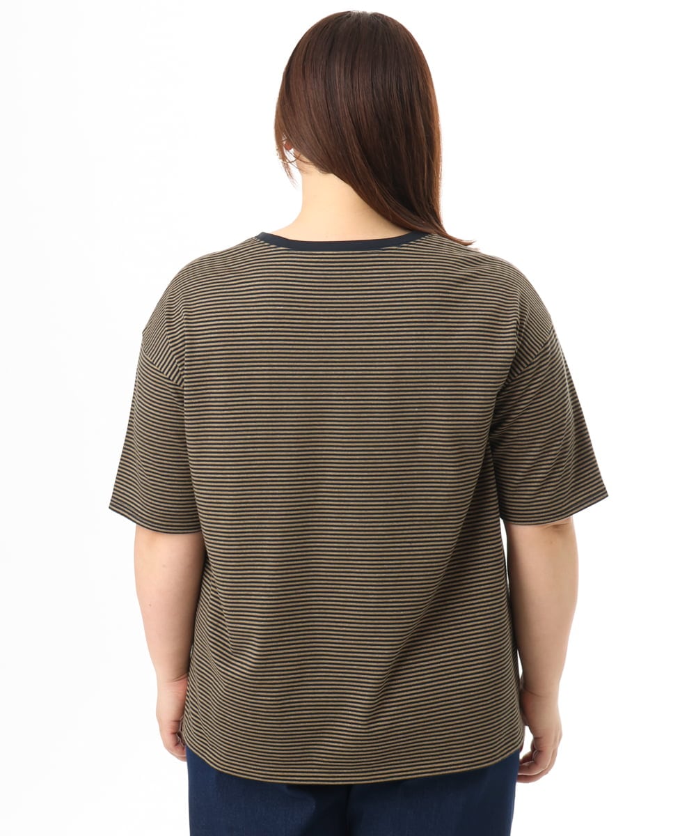 OLKFD22069 eur3(エウルキューブ) 【大きいサイズ】ボーダーTシャツ モカ