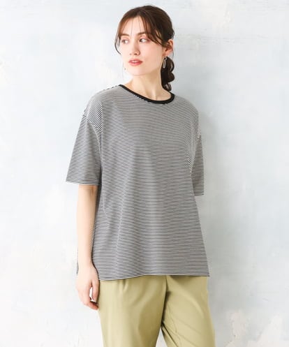 OLKFD22069  【大きいサイズ】ボーダーTシャツ
