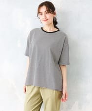 OLKFD22069 eur3(エウルキューブ) 【大きいサイズ】ボーダーTシャツ ブラック