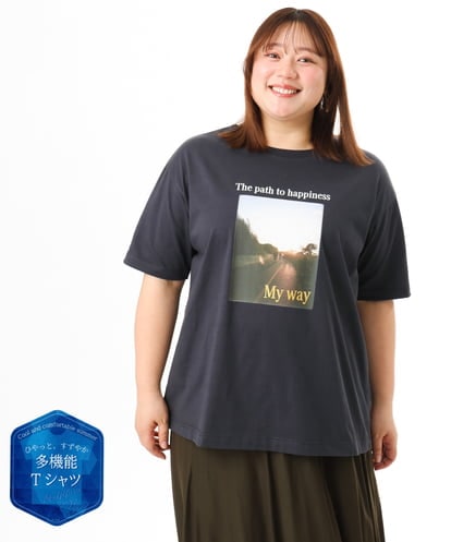 OLKFD24069  【大きいサイズ/機能素材】フォトプリントTシャツ