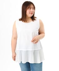 OLKFD40049 eur3(エウルキューブ) 【大きいサイズ】裾シフォンタンクトップ ホワイト