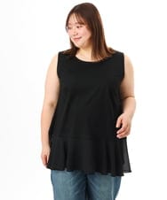OLKFD40049 eur3(エウルキューブ) 【大きいサイズ】裾シフォンタンクトップ ブラック