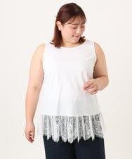 OLKFD45069 eur3(エウルキューブ) 【大きいサイズ】レースヘムタンクトップ ホワイト