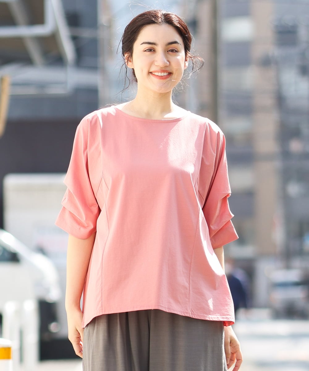 OLKFS08070 eur3(エウルキューブ) 【大きいサイズ】ホイップスリーブカットソー ピンク(01)
