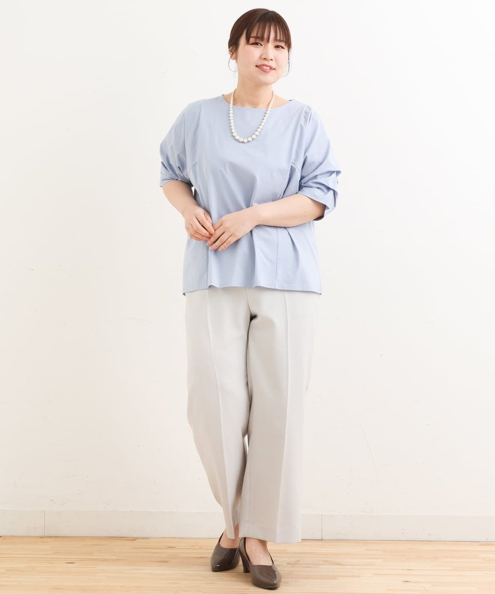 OLKFS08070 eur3(エウルキューブ) 【大きいサイズ】ホイップスリーブカットソー ライトブルー(50)