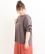 OLKFS08070 eur3(エウルキューブ) 【大きいサイズ】ホイップスリーブカットソー ダークグレー(93)